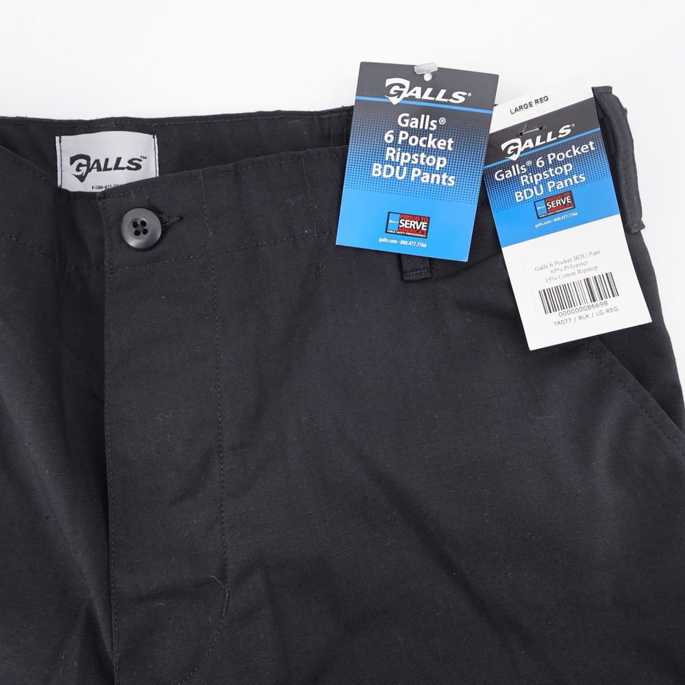 NEW Galls 6 Pocket Ripstop BDU Pants Black Mens Large Regular Uniform